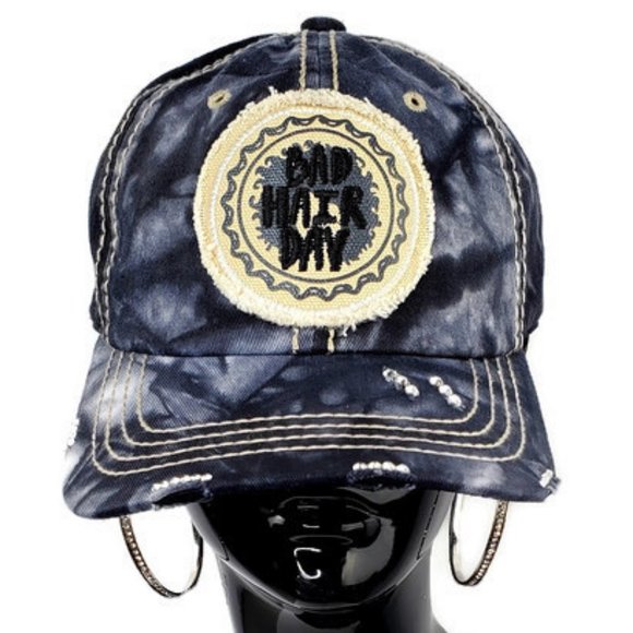 Bad Hair Day Distressed Tye Dye Cap with Swark Cry - Picture 1 of 4